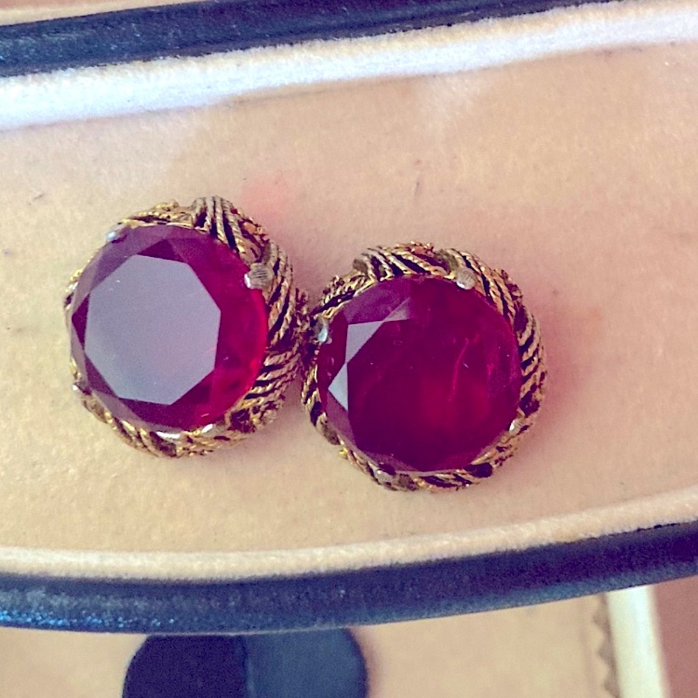 BSK Ruby red Clip earrings.